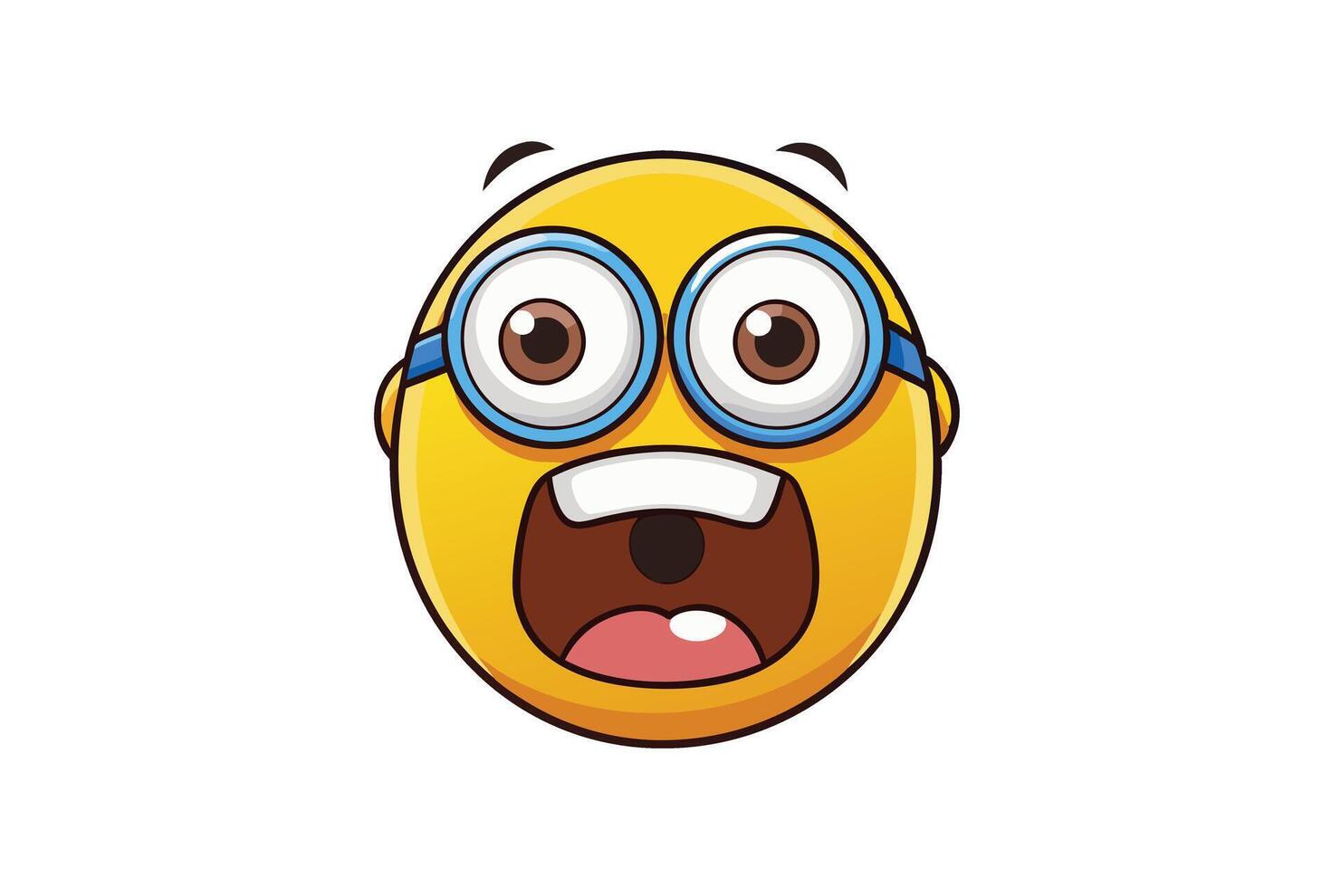 Cartoon emoji expressing fear and shock with wide eyes and open mouth, showcasing a comical and exaggerated emotion of surprise vector