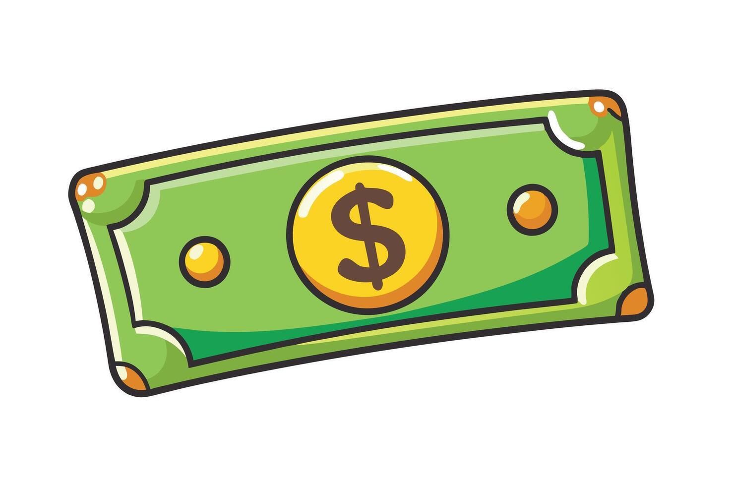 Cheerful green cash bill with a coin and smiling face, symbolizing financial success, currency, and economic growth, fun illustration vector