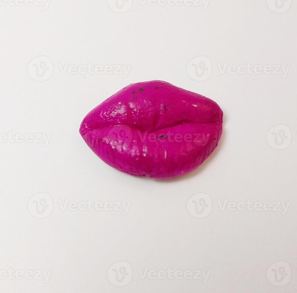 violet miniature cute handmade clay isolated sculpture mouth kiss lip color photo