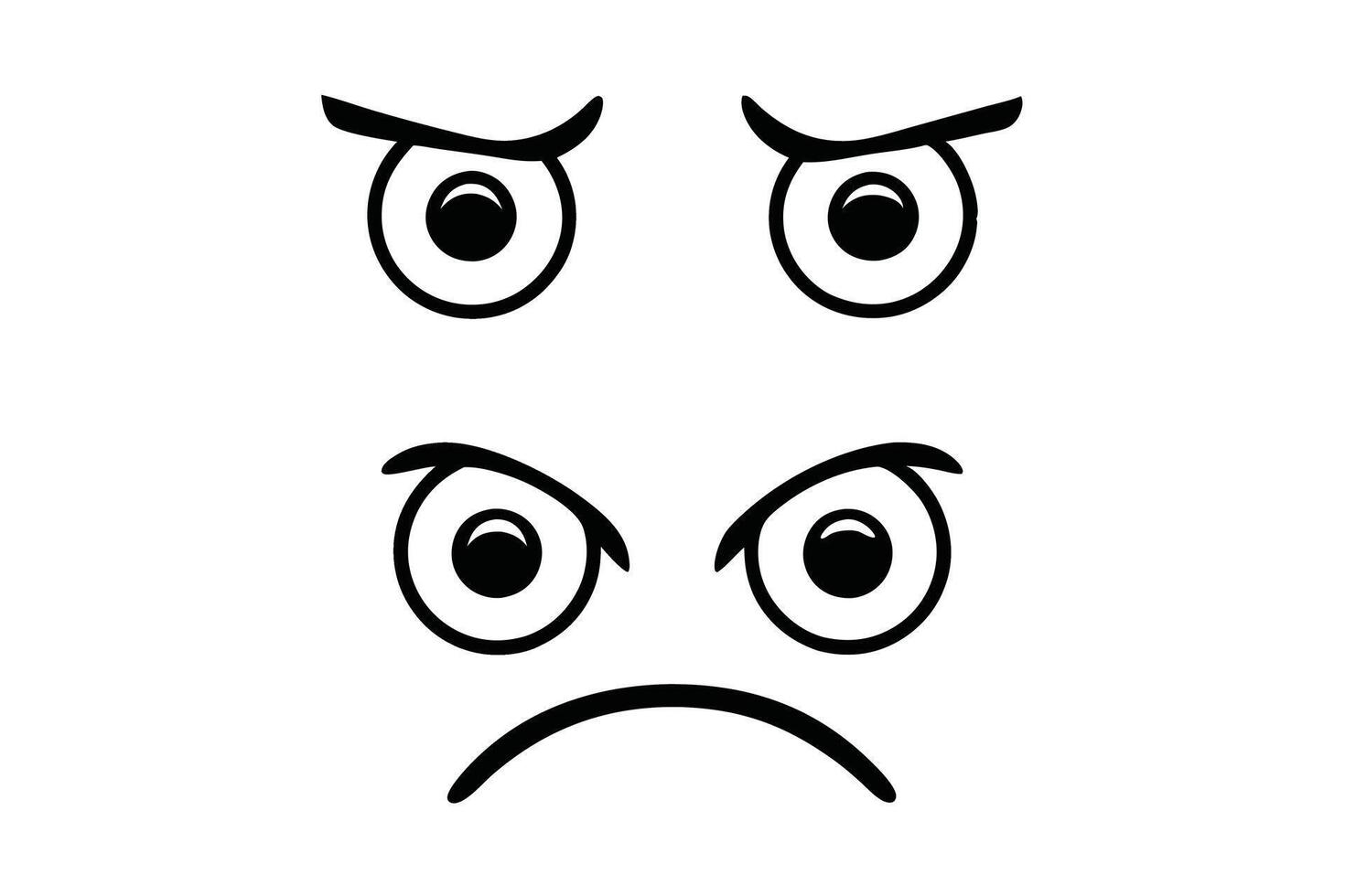 Sad emoji illustrations with frowning faces and expressive downcast eyes, perfect for conveying sadness or disappointment vector