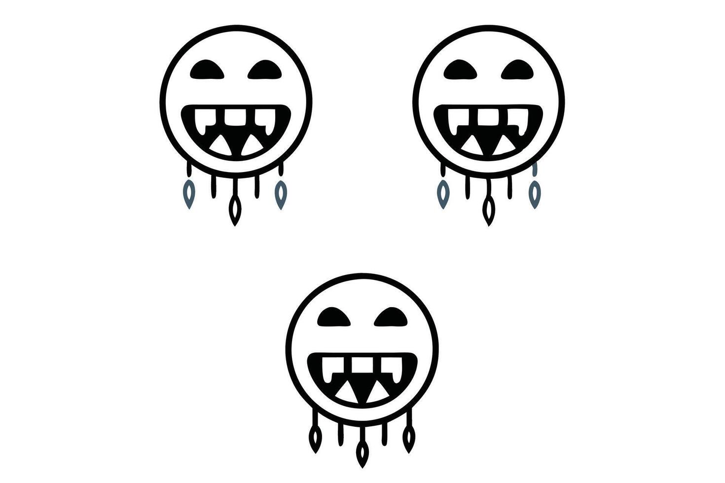 Icon set of icy cold emojis showcasing frozen faces with unique expressions and tears of frost, ideal for weather and emotion themes, line art icon set vector