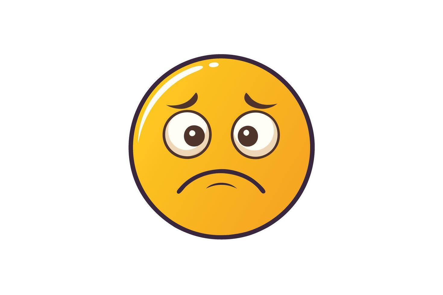 Frowning emoji character with a sorrowful look, ideal for conveying emotions like regret, sympathy, or general sadness vector