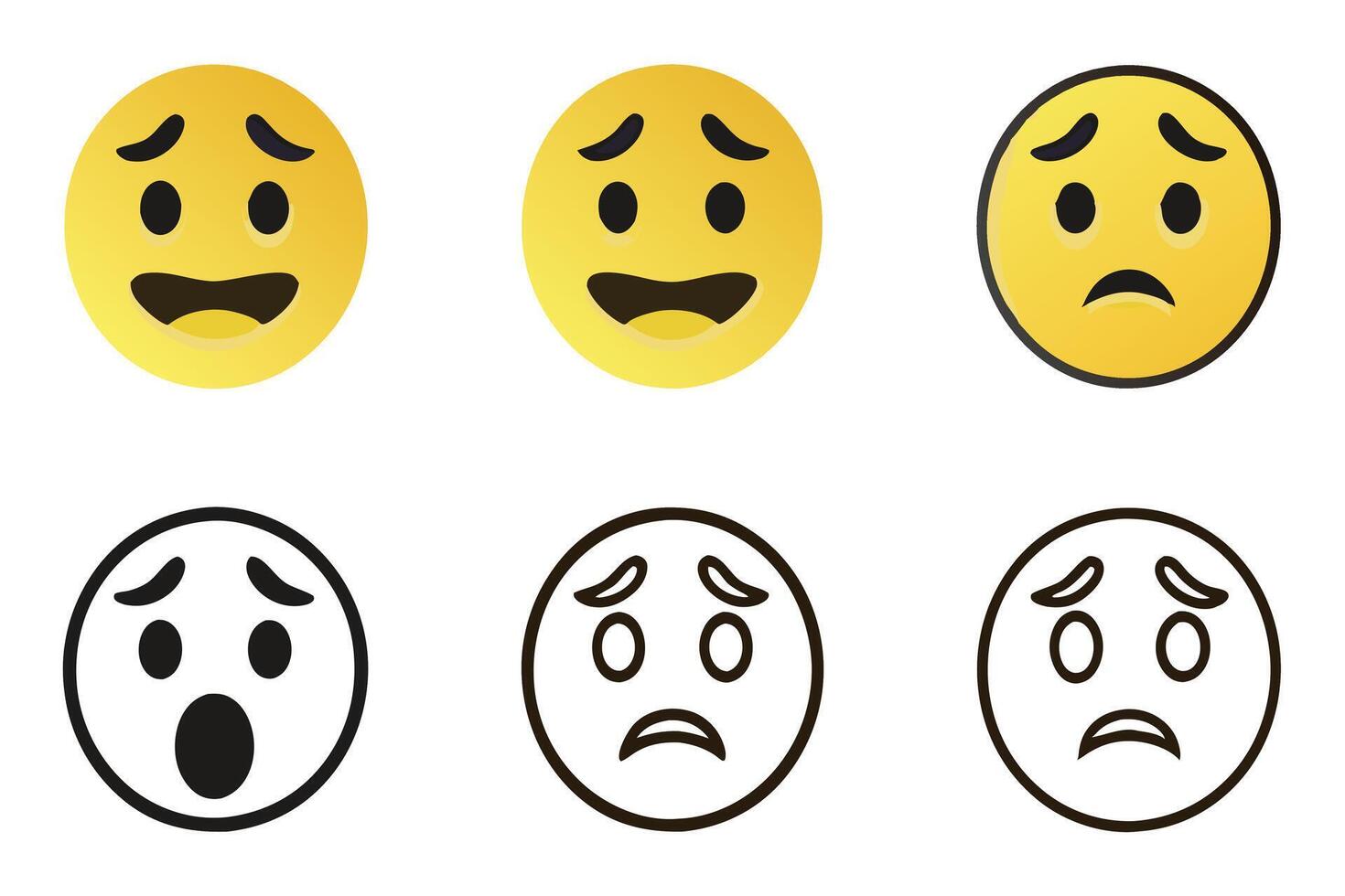 Set of expressive emoji faces featuring different emotions in minimalistic line art icon style, perfect for digital designs and apps vector
