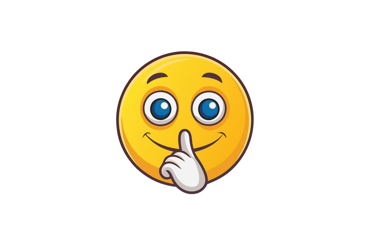 Expressive shushing emoji with a cheerful face and hand gesture, illustrating the concept of being quiet, secret, or playful vector
