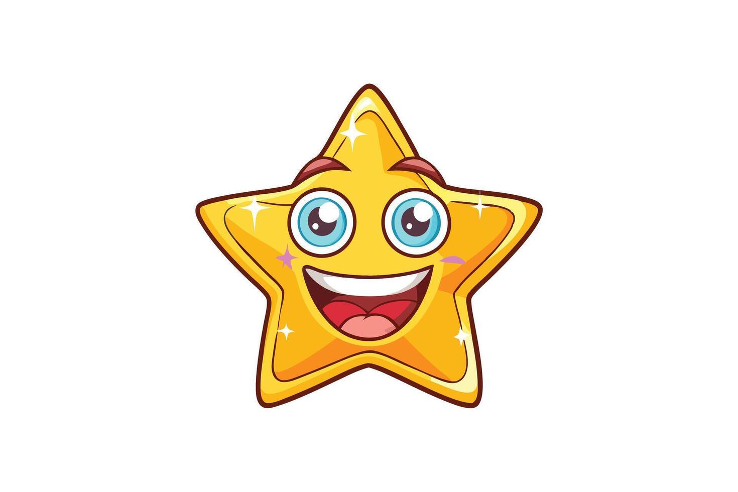Adorable golden star emoji with happy eyes and a wide grin symbolizing positivity and happiness vector