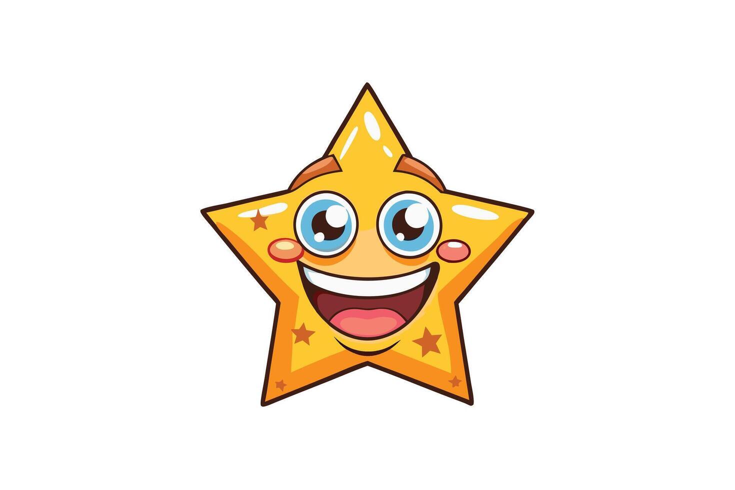 Bright and cheerful cartoon star emoji with a big smile and sparkling details representing joy and excitement vector