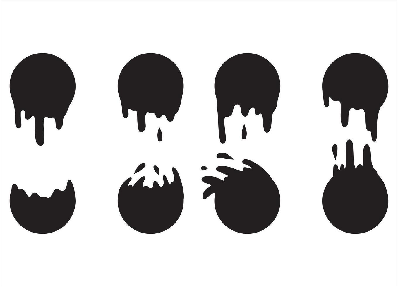 Splatter of water blob. Black flow leak. Melt circle drop. Liquid shape of paint or stain. Simple sticker border. Flowing splash of fluid and drip vector