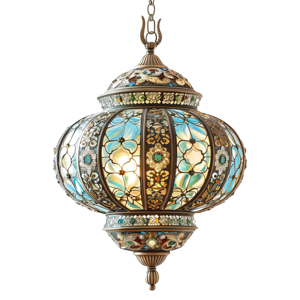 Arabesque Moroccan Ceiling Lamp with Vibrant Glasswork and Patterns png