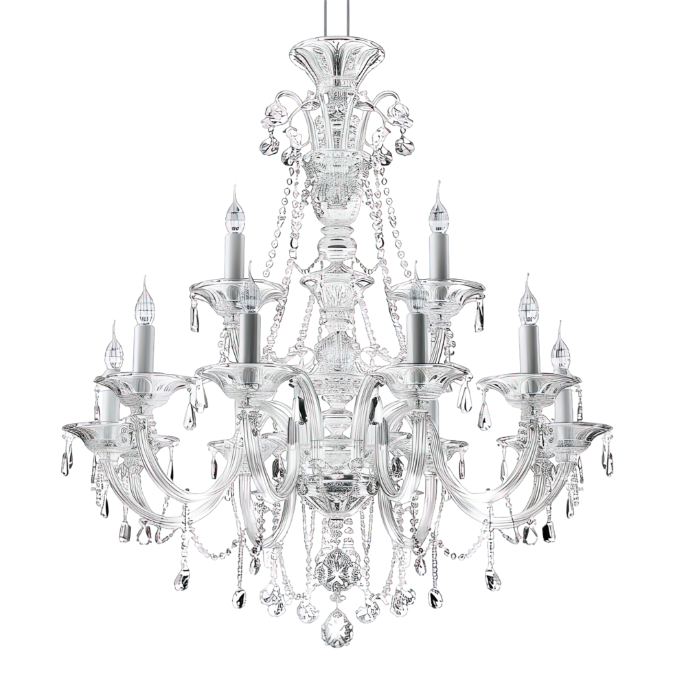 Crystal Clear Chandelier with Candle-Style Lighting for Timeless Appeal png