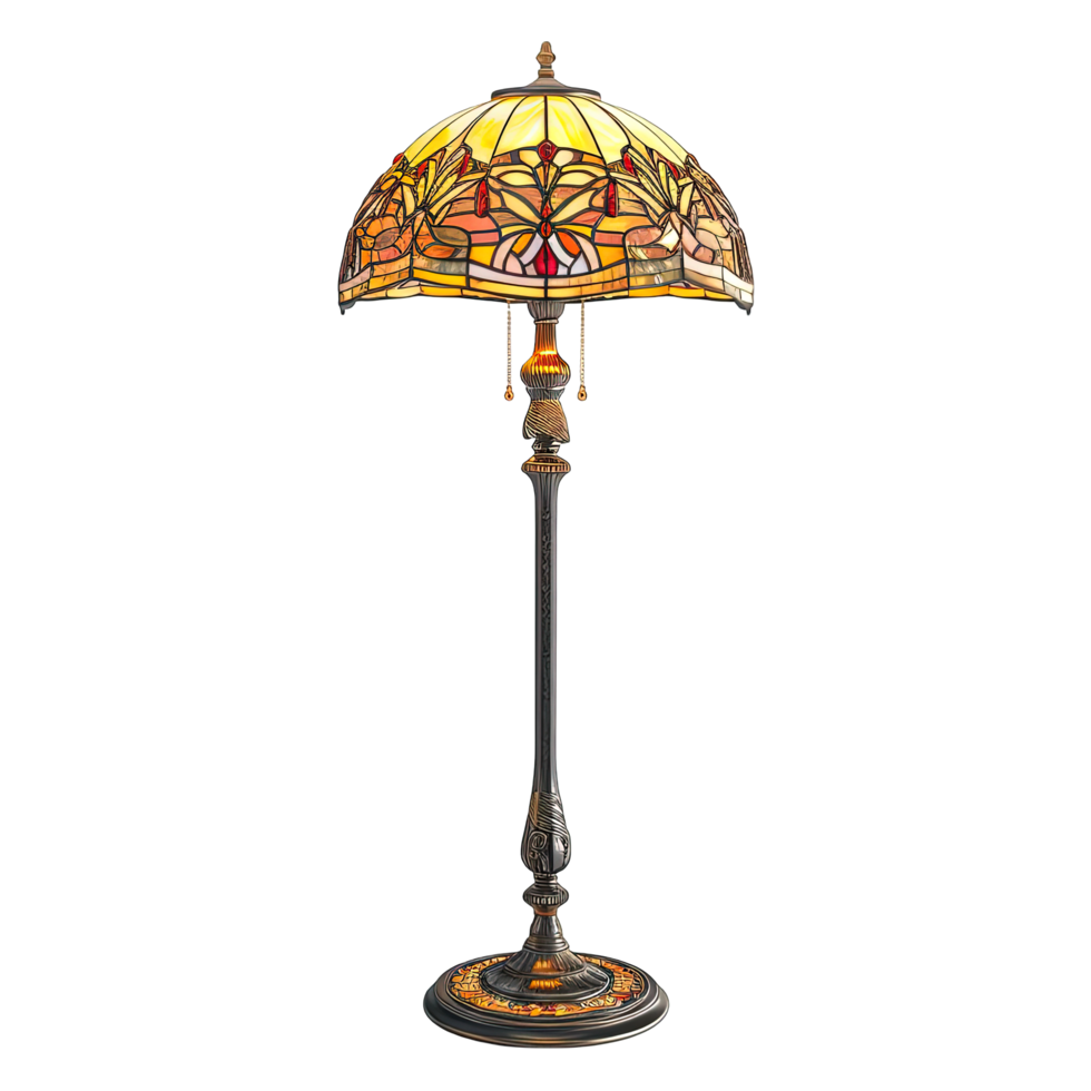 Timeless Stained Glass Floor Lamp with Bold Colors and Patterns png