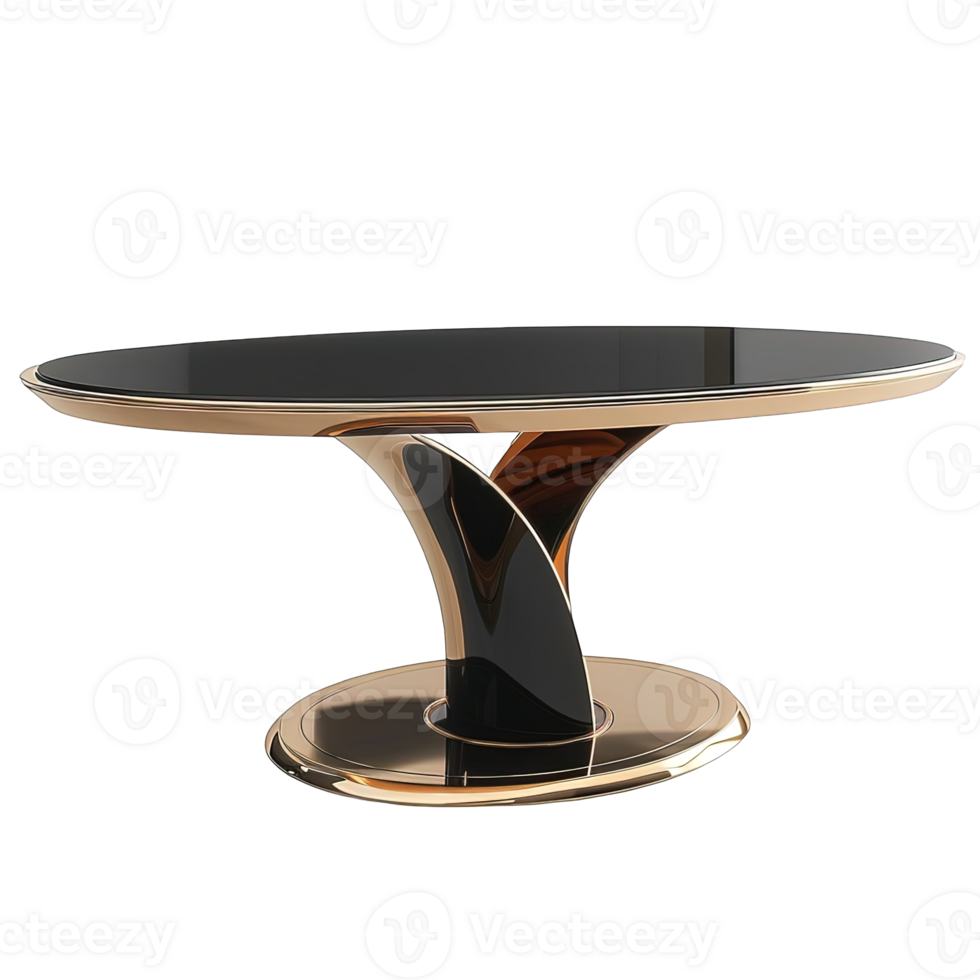 Elegant Black and Gold Oval Dining Table png