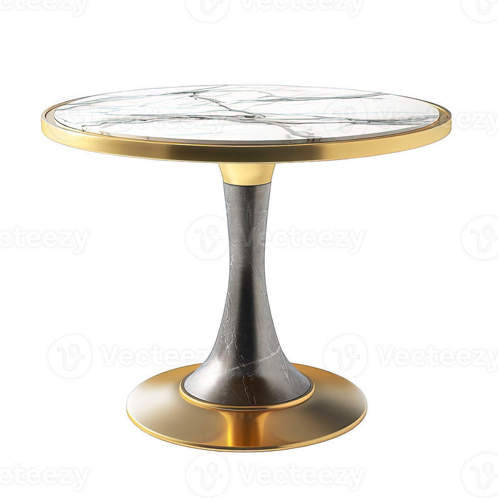 Golden Marble Round Pedestal Table png
