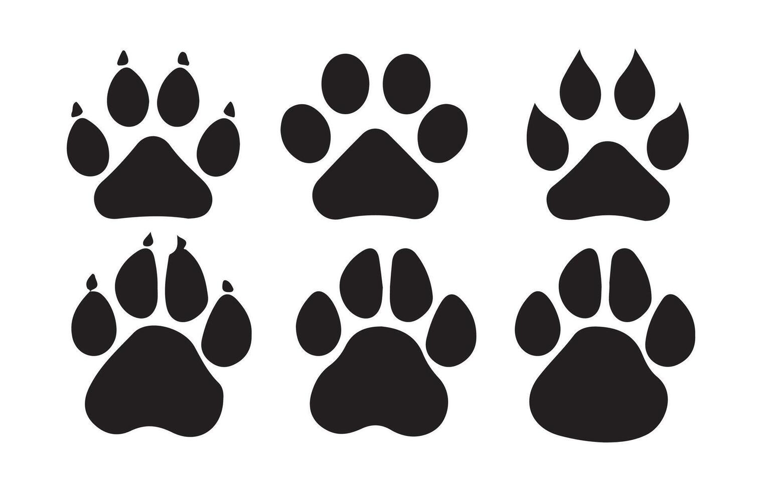 Paw silhouettes set, pack of silhouette design, isolated background vector