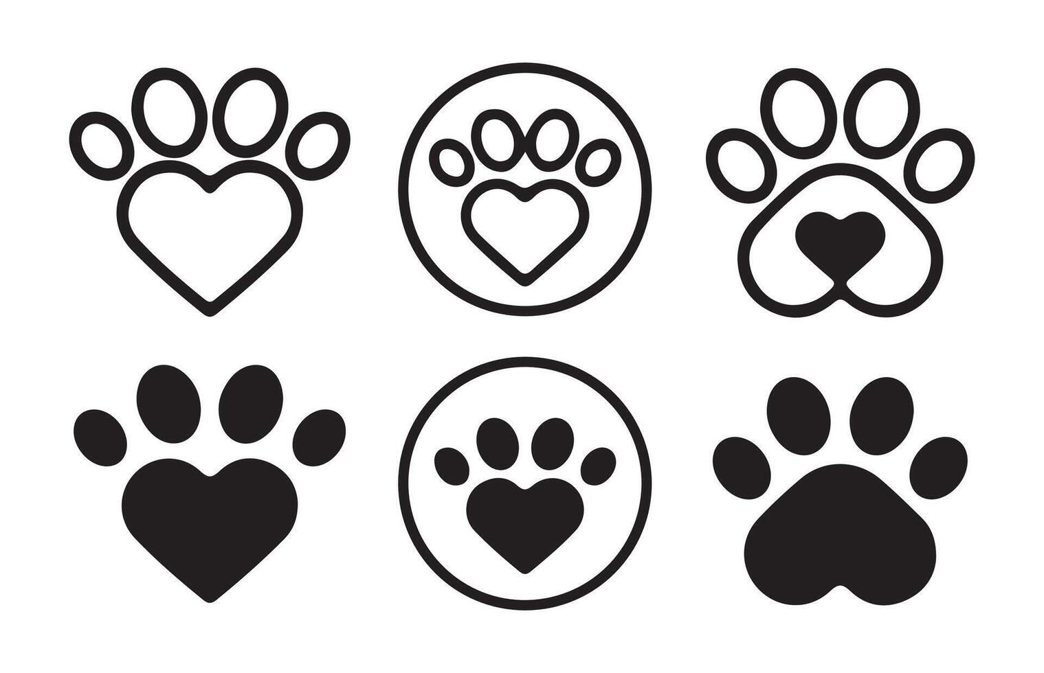 Paw icon set. paw print icon . dog or cat paw vector