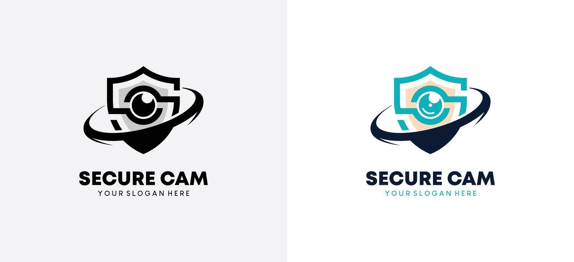 CCTV security protection system spy camera logo design with letter s symbol vector