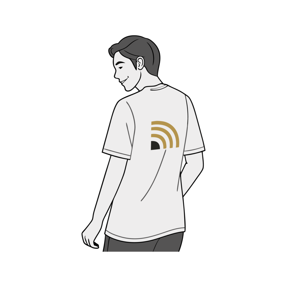 Stylish Man in a tshirt with a Unique Back Design png