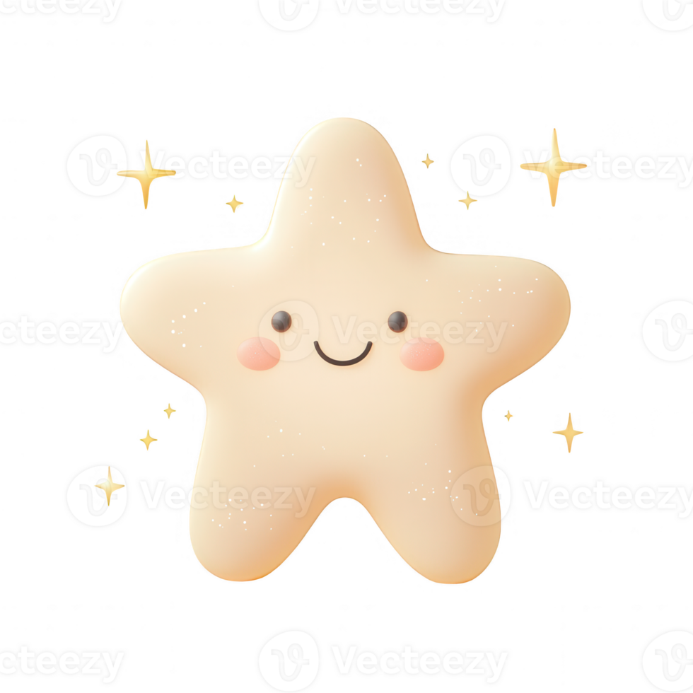 A cheerful star character with a smiling face and a sparkle effect. png