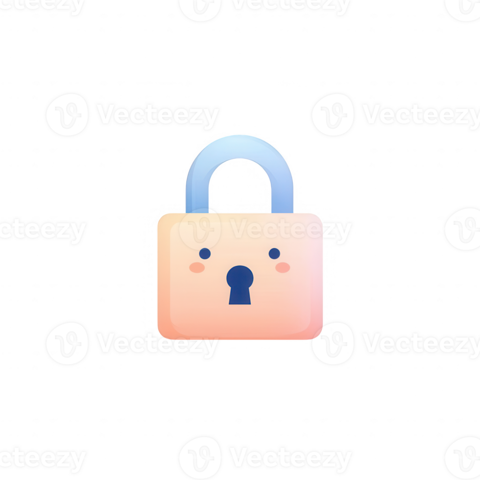 A cute, pastel-colored padlock illustration for digital privacy and security themes. png
