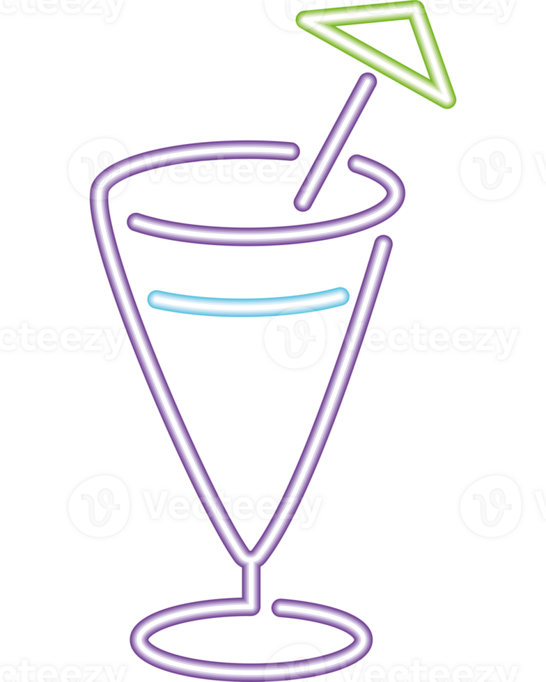 neon cocktail with umbrella icon isolated png