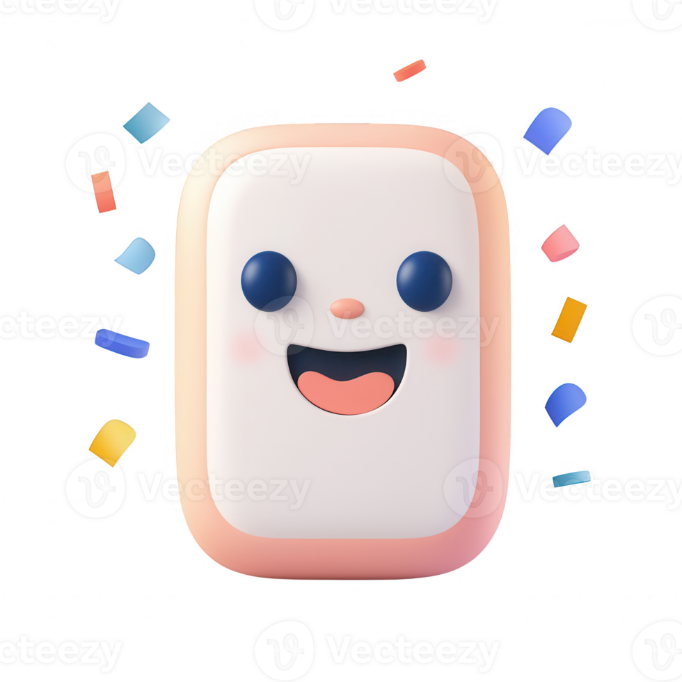 A cheerful character illustration with colorful confetti, embodying joy and celebration. png