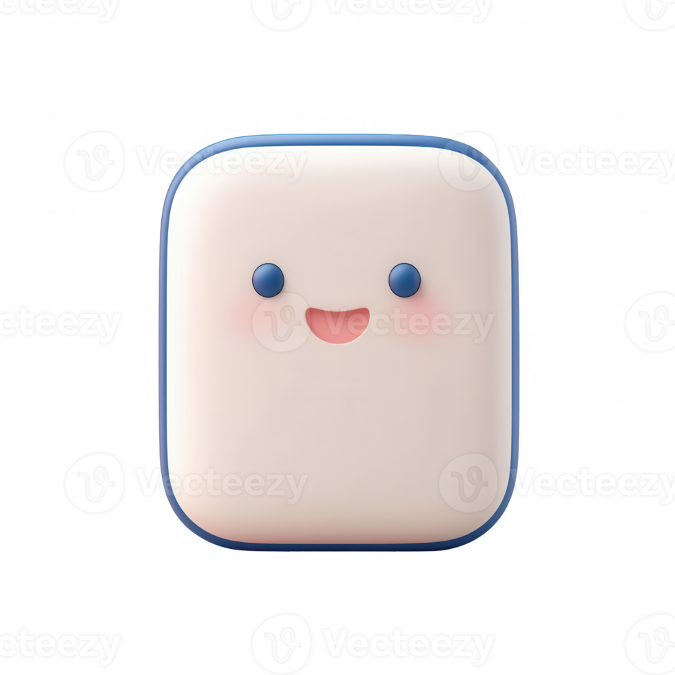 A cute 3D character design featuring a smiling, friendly marshmallow. png