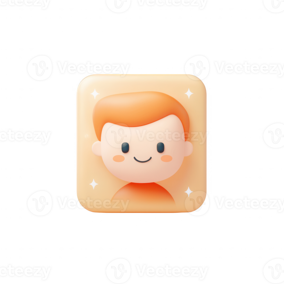 A cute, simplistic illustration of a smiling boy with a cheerful expression. png