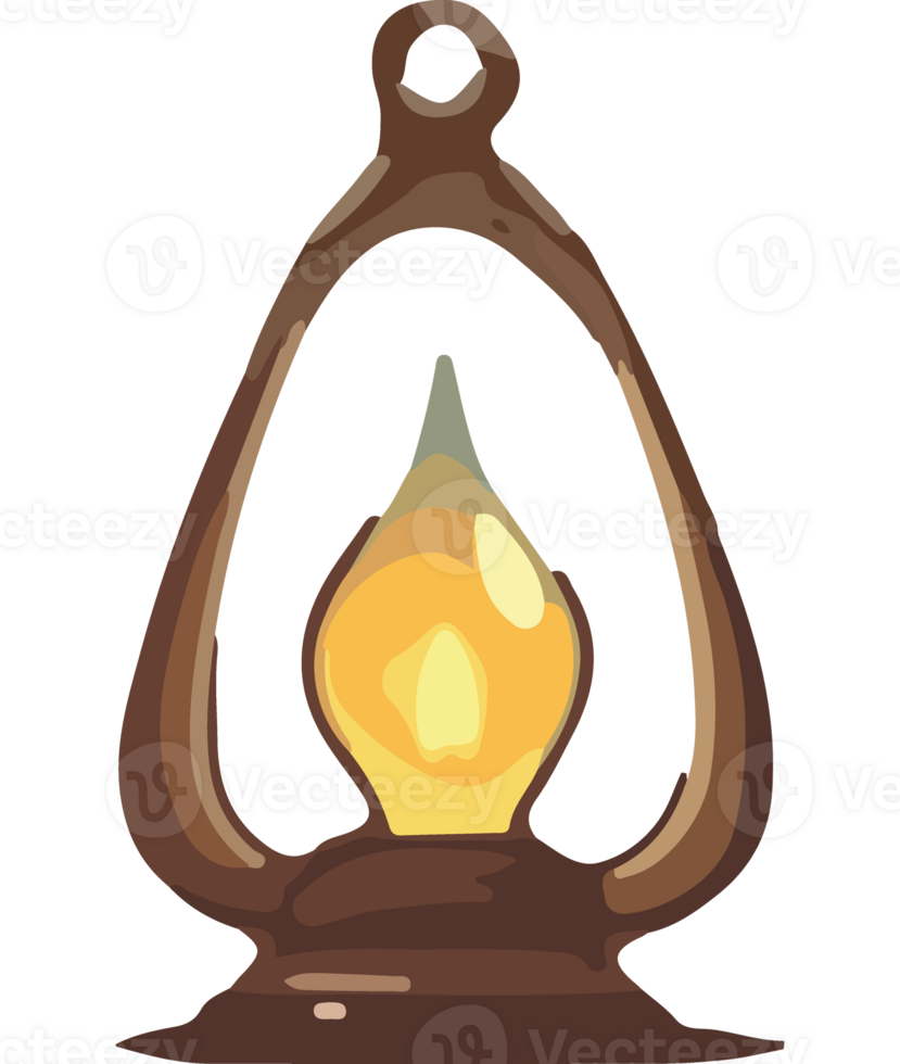 Antique lantern with shiny gold metal png