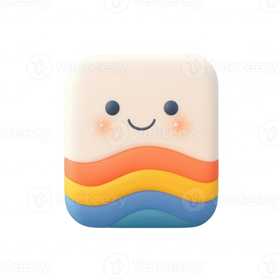 A cheerful, cartoon-style icon featuring a smiling marshmallow character. png