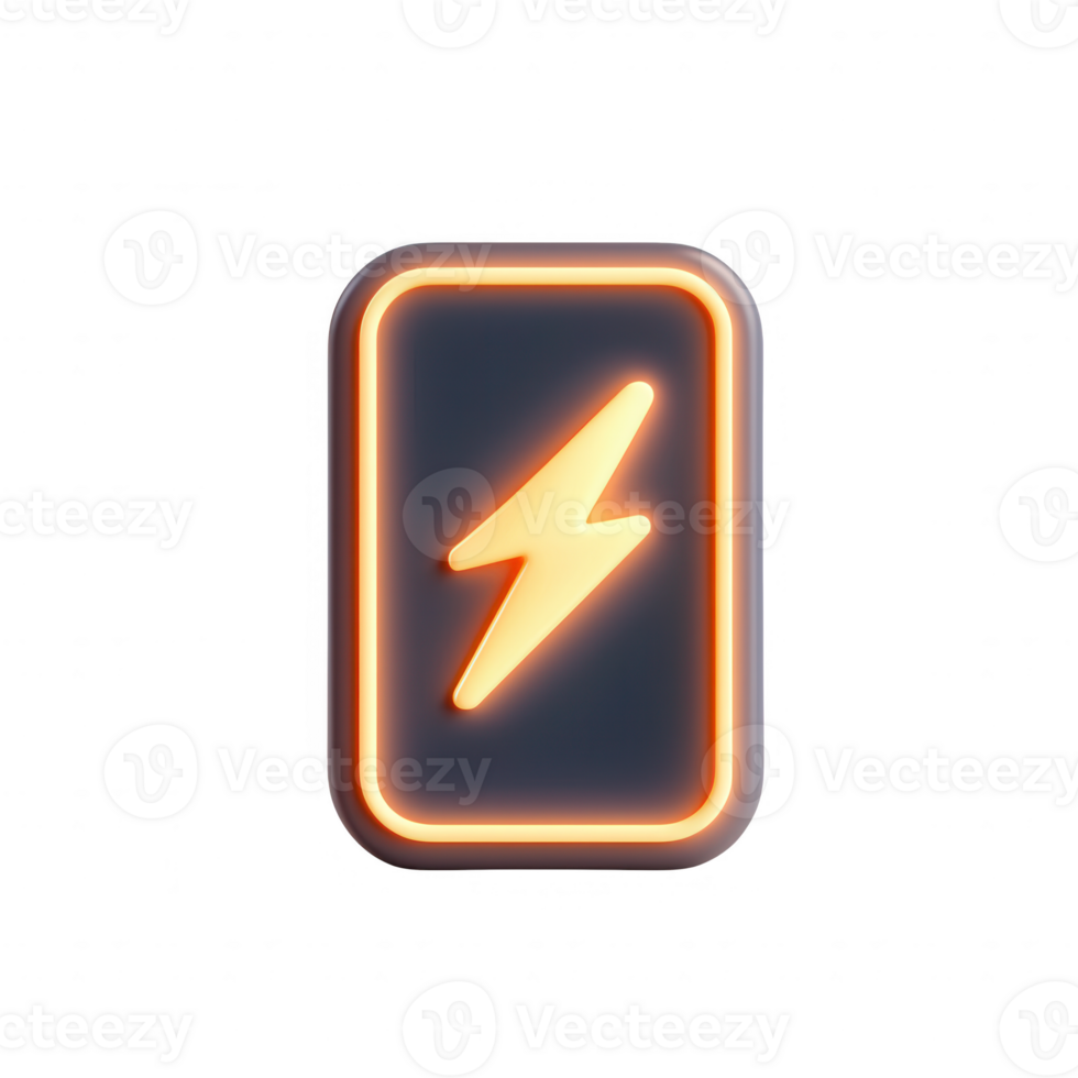 A glowing battery icon representing energy and power in modern technology. png