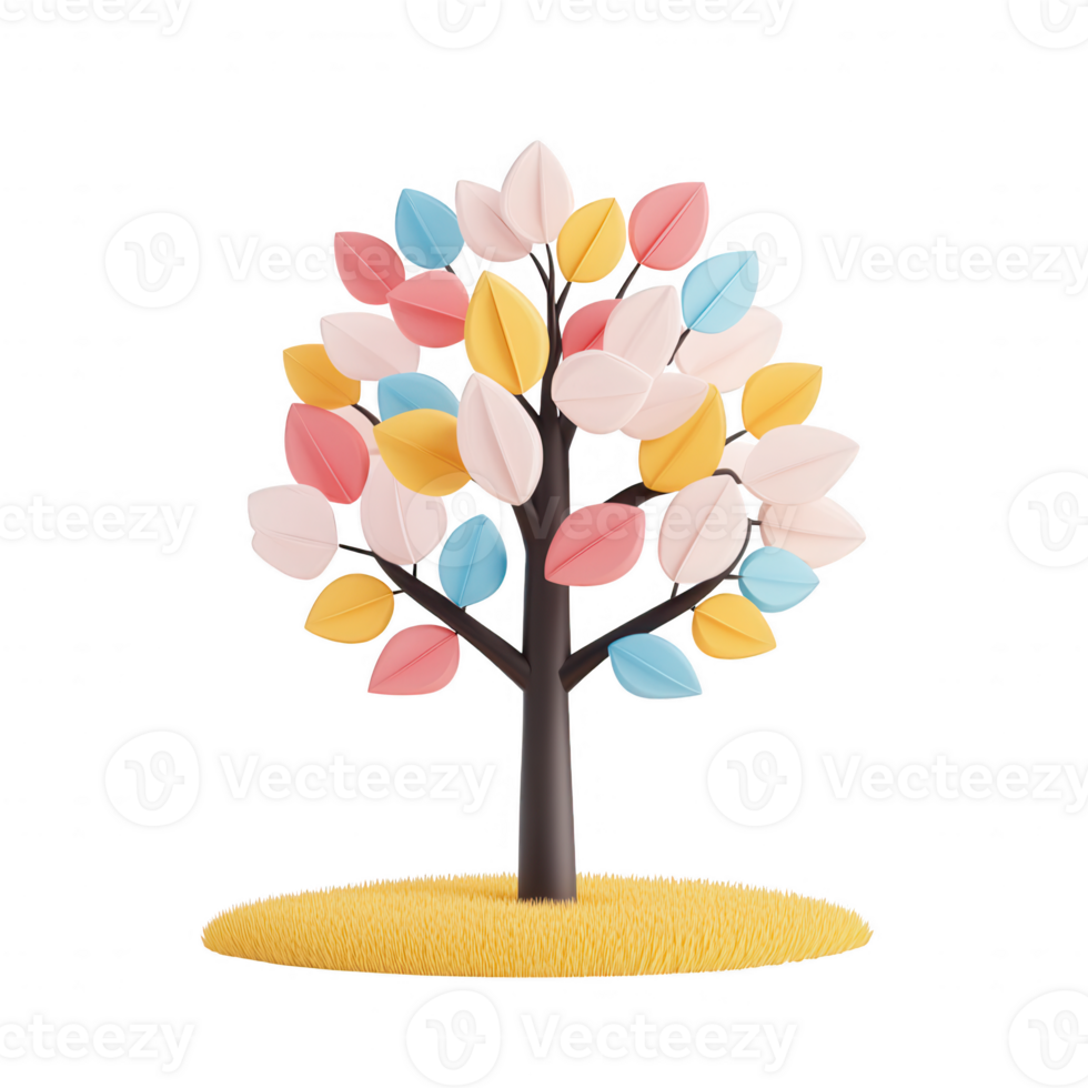 Colorful abstract tree design symbolizing growth and nature's beauty. png