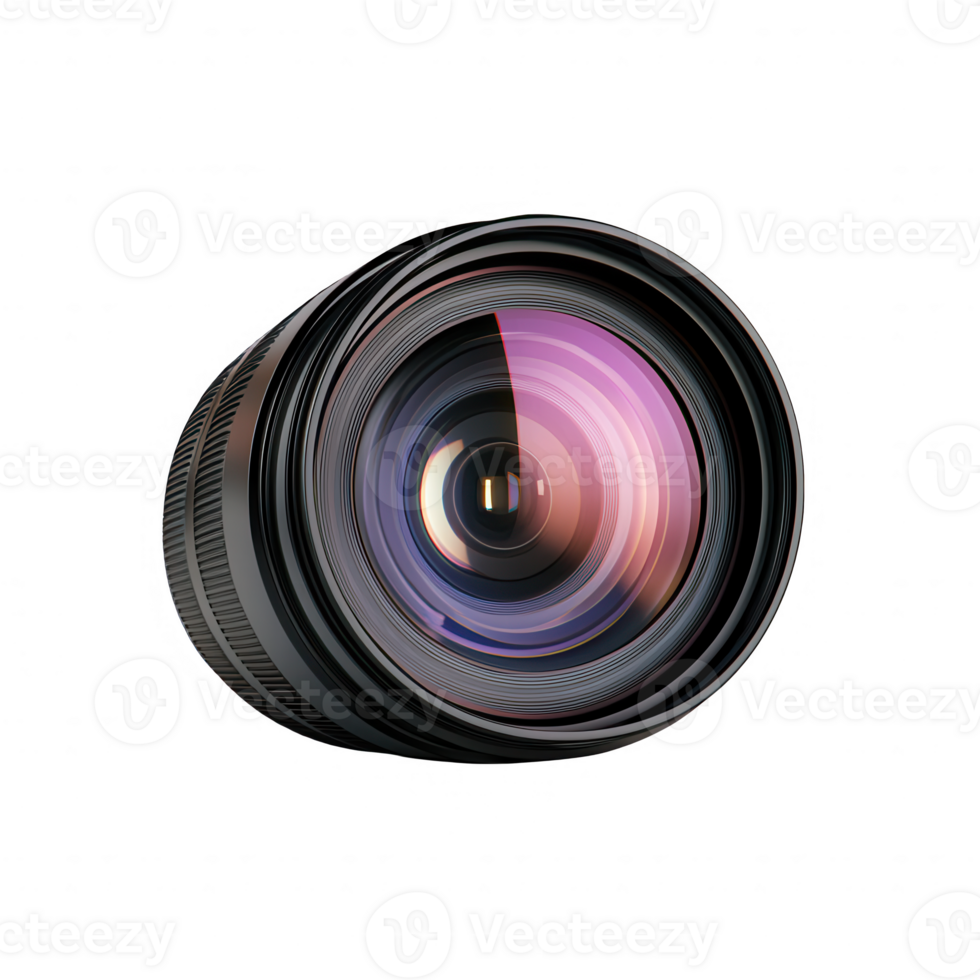High-quality camera lens showcasing intricate details and vibrant lens colors. png