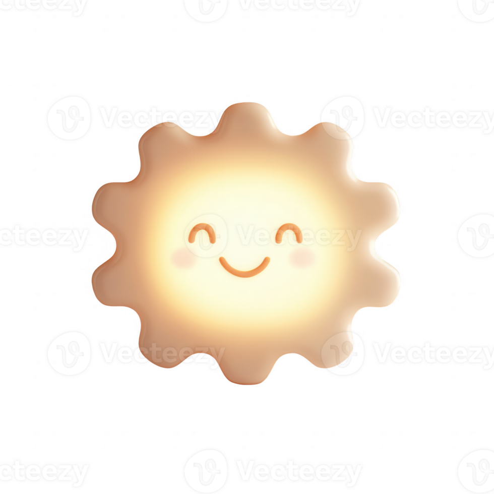 A cute, smiling sun illustration designed for cheerful designs and projects. png