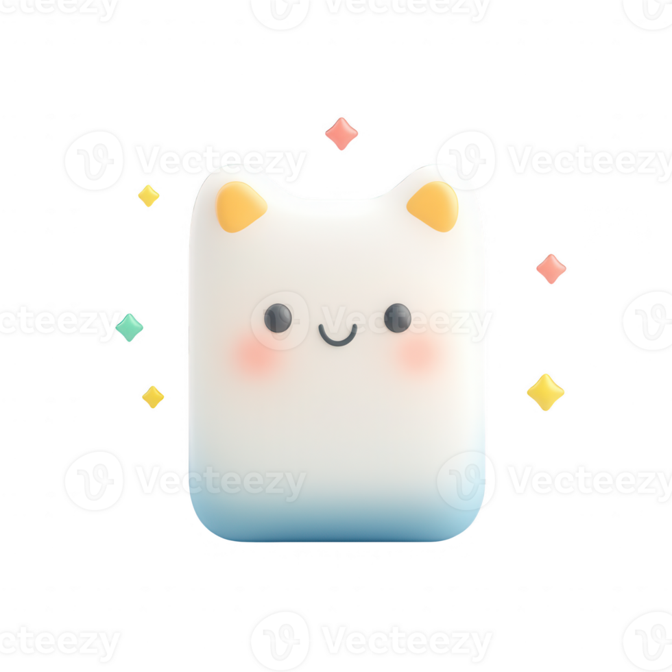 A cute, cartoonish character with a smiling face and colorful accents, perfect for designs. png