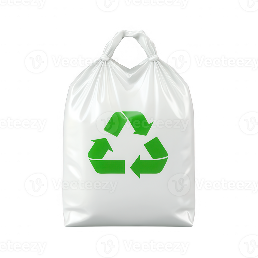 Eco-friendly bag featuring a prominent recycling symbol for sustainable living. png