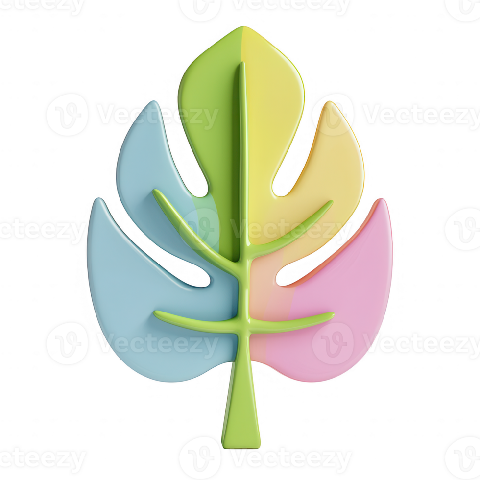 Colorful botanical leaf design showcasing nature's beauty and creativity. png