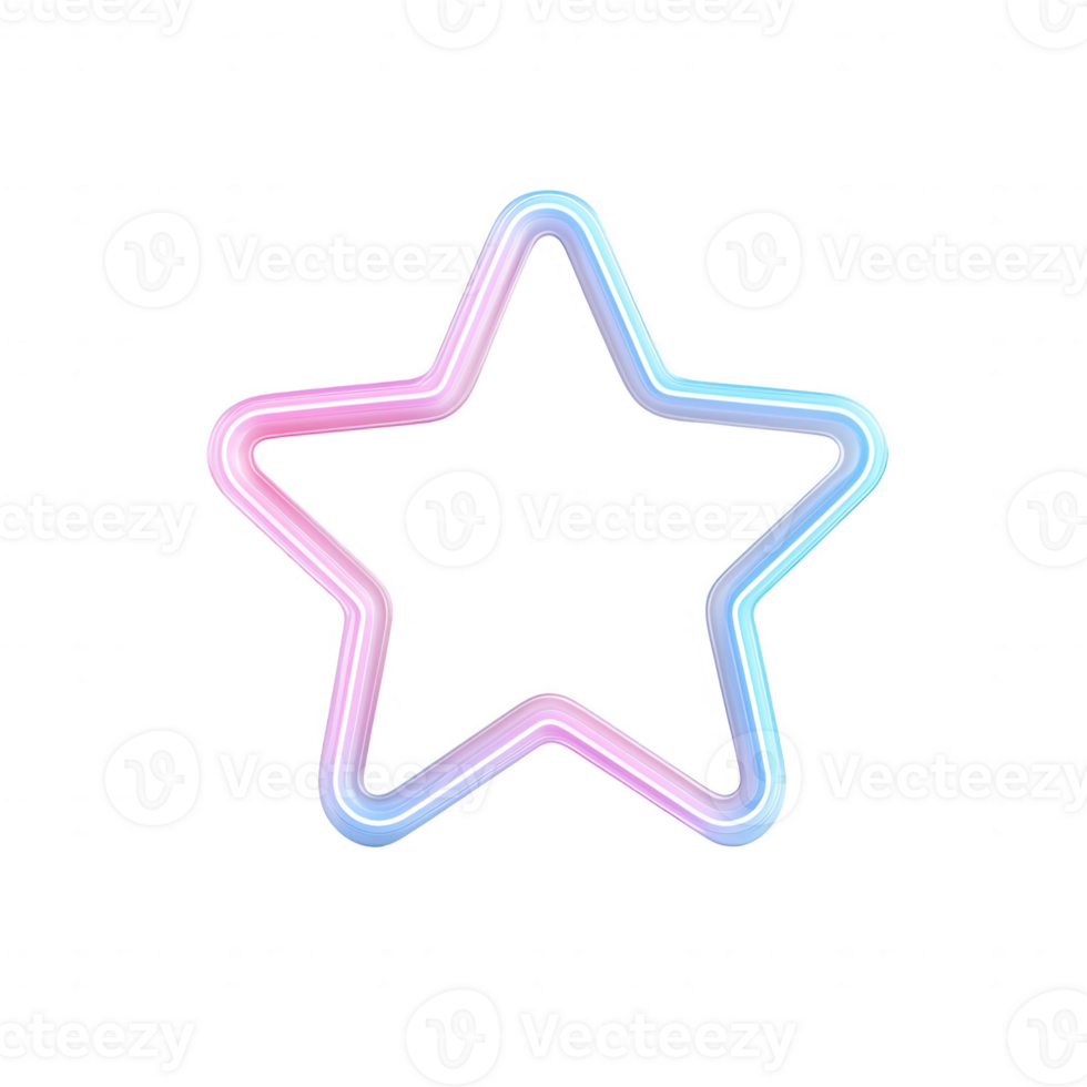 Colorful neon star shape with gradient effect on a dark background. png
