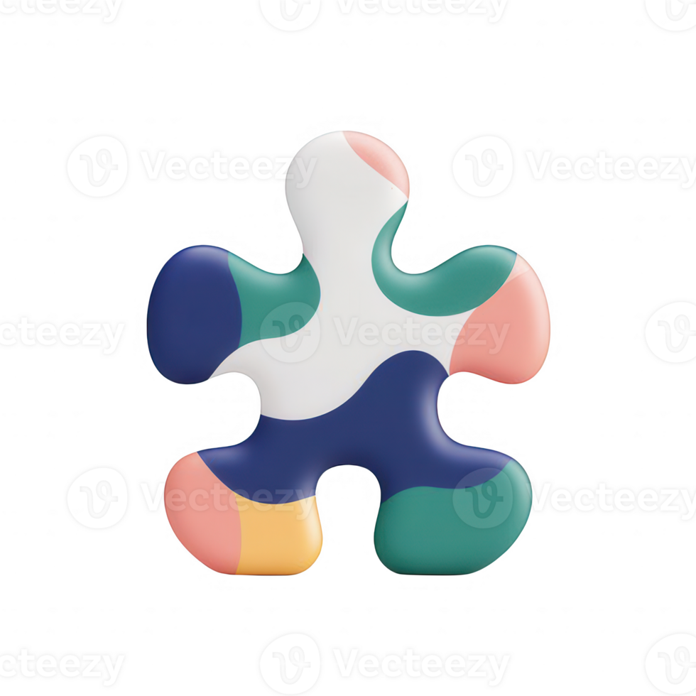 Colorful puzzle piece, symbolizing problem-solving and creativity in design. png