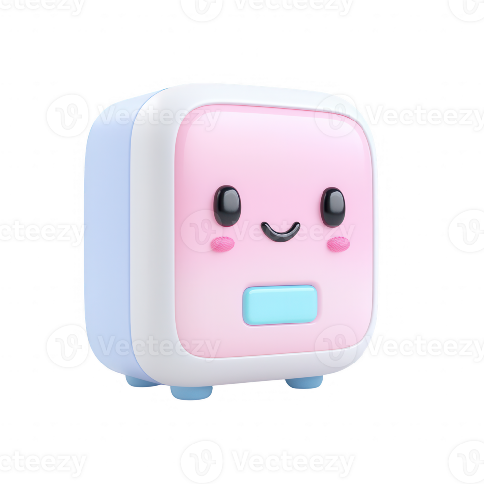 Cute and playful cartoon character of a smiling refrigerator. png