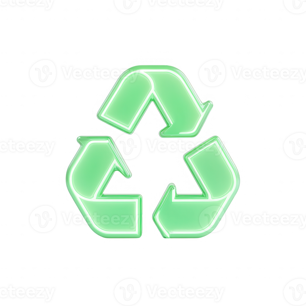 Stylish green recycling symbol representing sustainability and eco-friendly practices. png