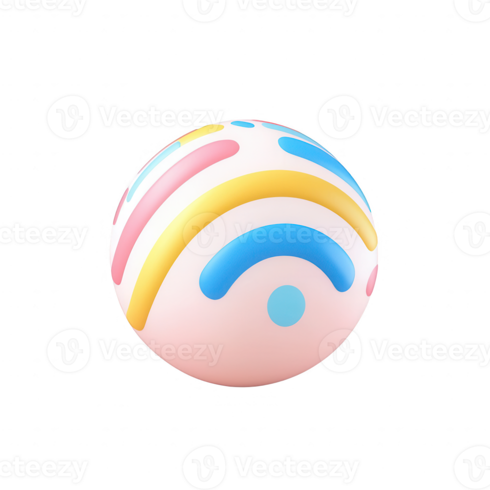 A colorful abstract ball design featuring playful patterns and soft colors. png