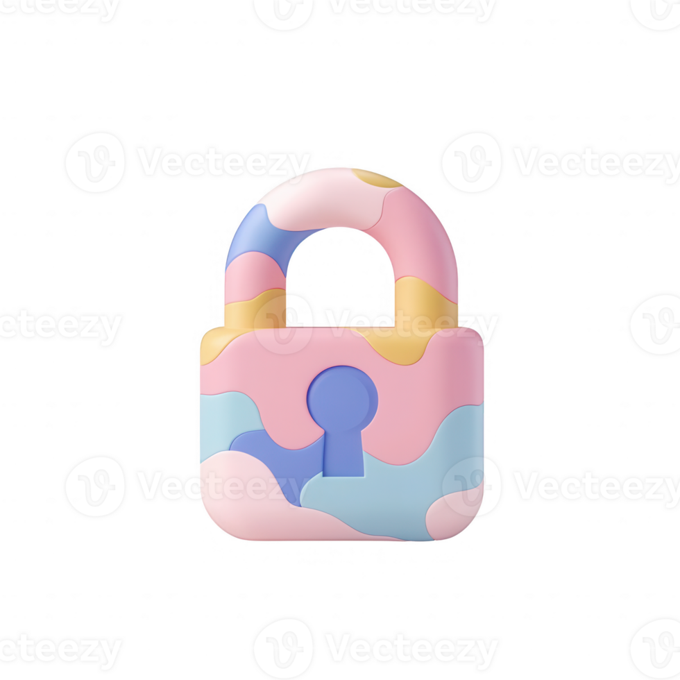 A colorful, modern digital padlock design symbolizing security and innovation. png