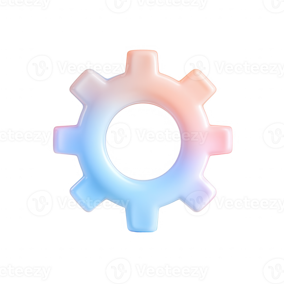 A colorful, modern gear symbolizing innovation and progress in technology. png