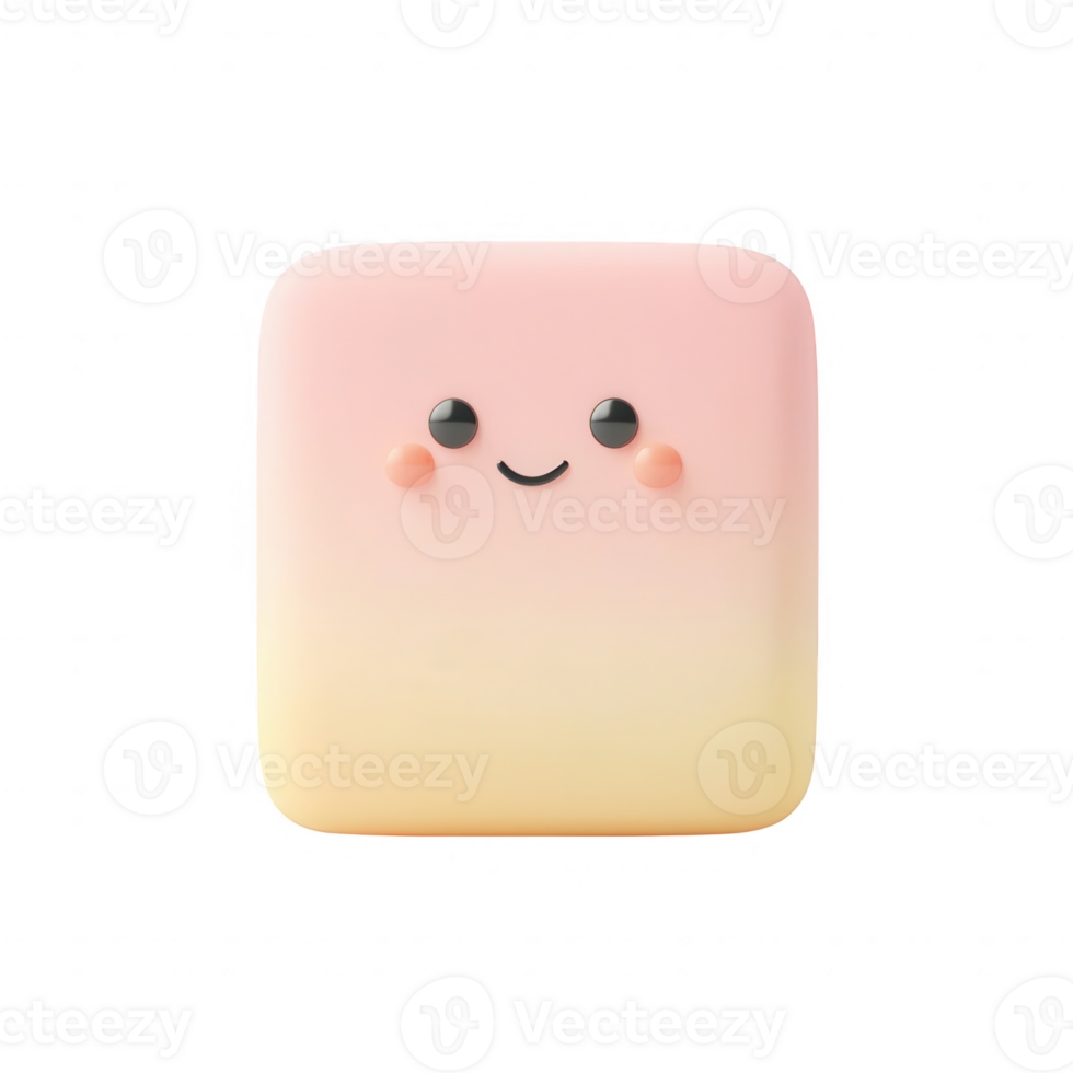 A cute, smiling pastel square character with a gradient background. png