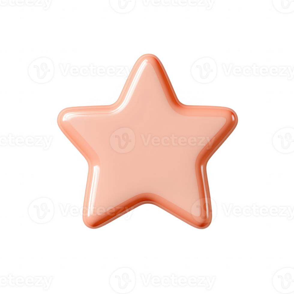 A glossy, peach-colored star icon in a minimalist design for various creative projects. png