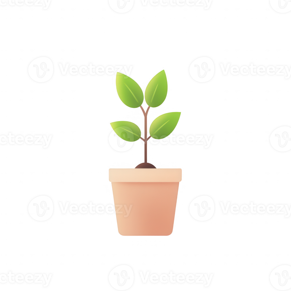 A small green plant thriving in a simple terracotta pot, symbolizing growth and nature. png