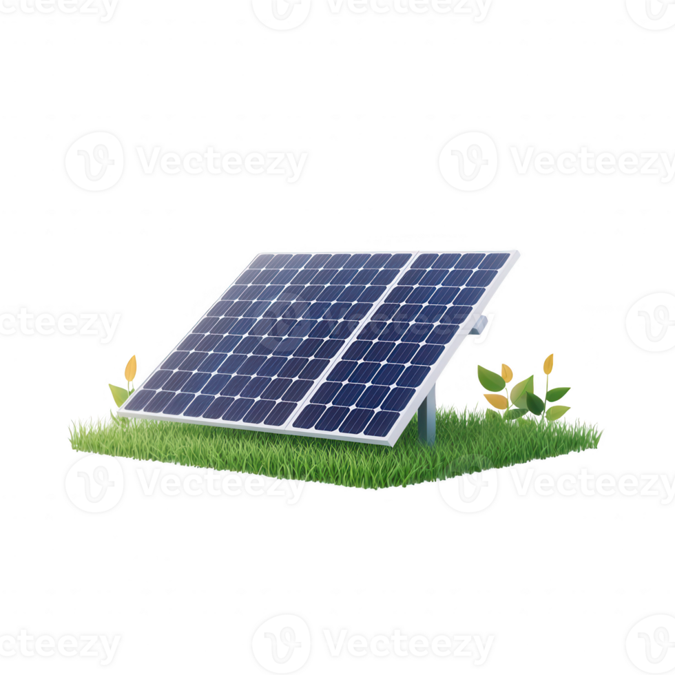 A solar panel on grass, symbolizing renewable energy and sustainability. png