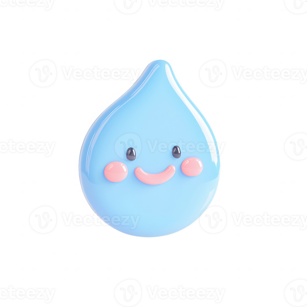 A cheerful blue drop character with a smiling face, perfect for playful designs. png