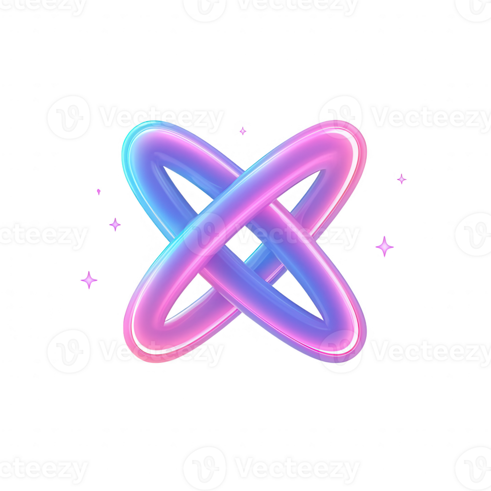 A vibrant, glowing abstract design with intersecting shapes and sparkling effects. png