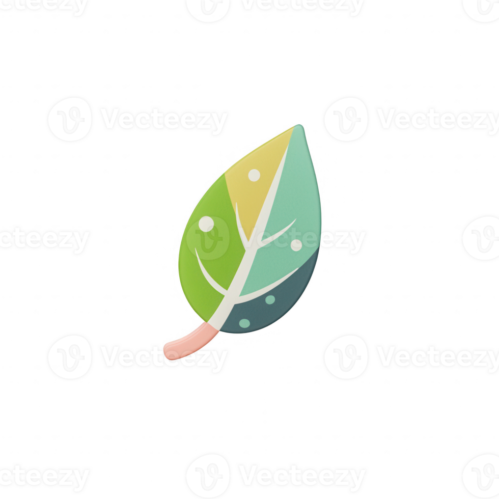 A vibrant green leaf symbolizing nature, growth, and sustainability in a modern design. png