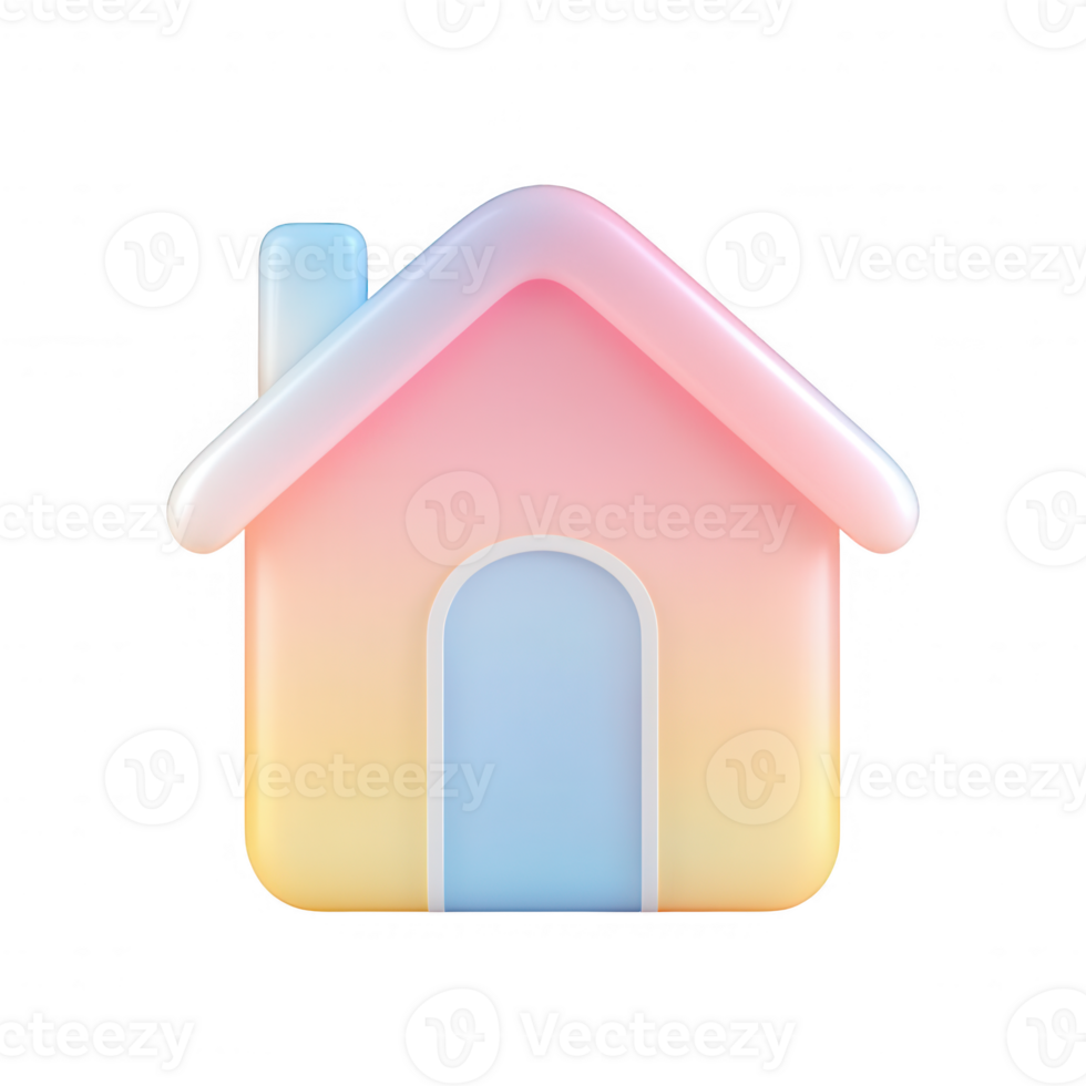 A vibrant illustration of a whimsical house design with a pastel color palette. png